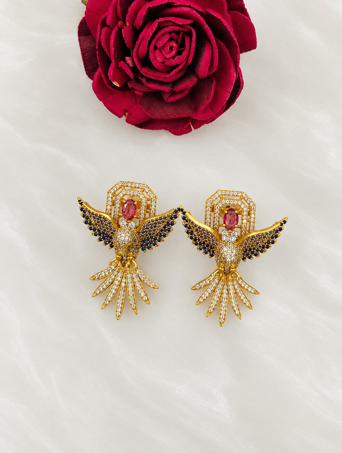 Shiva Peacock Wing Drop Earrings