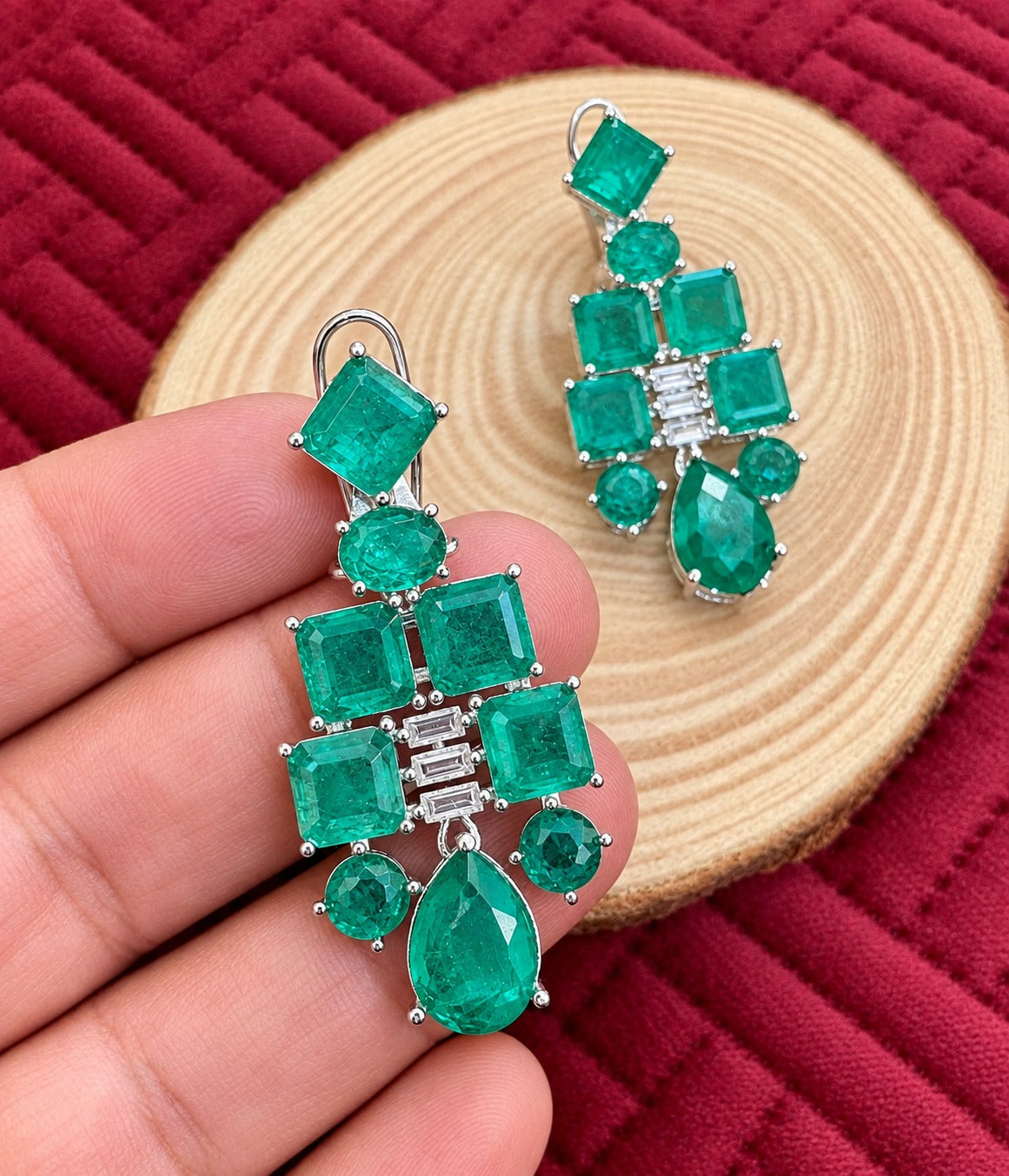 Shiva Teal Geometric Drop Earrings
