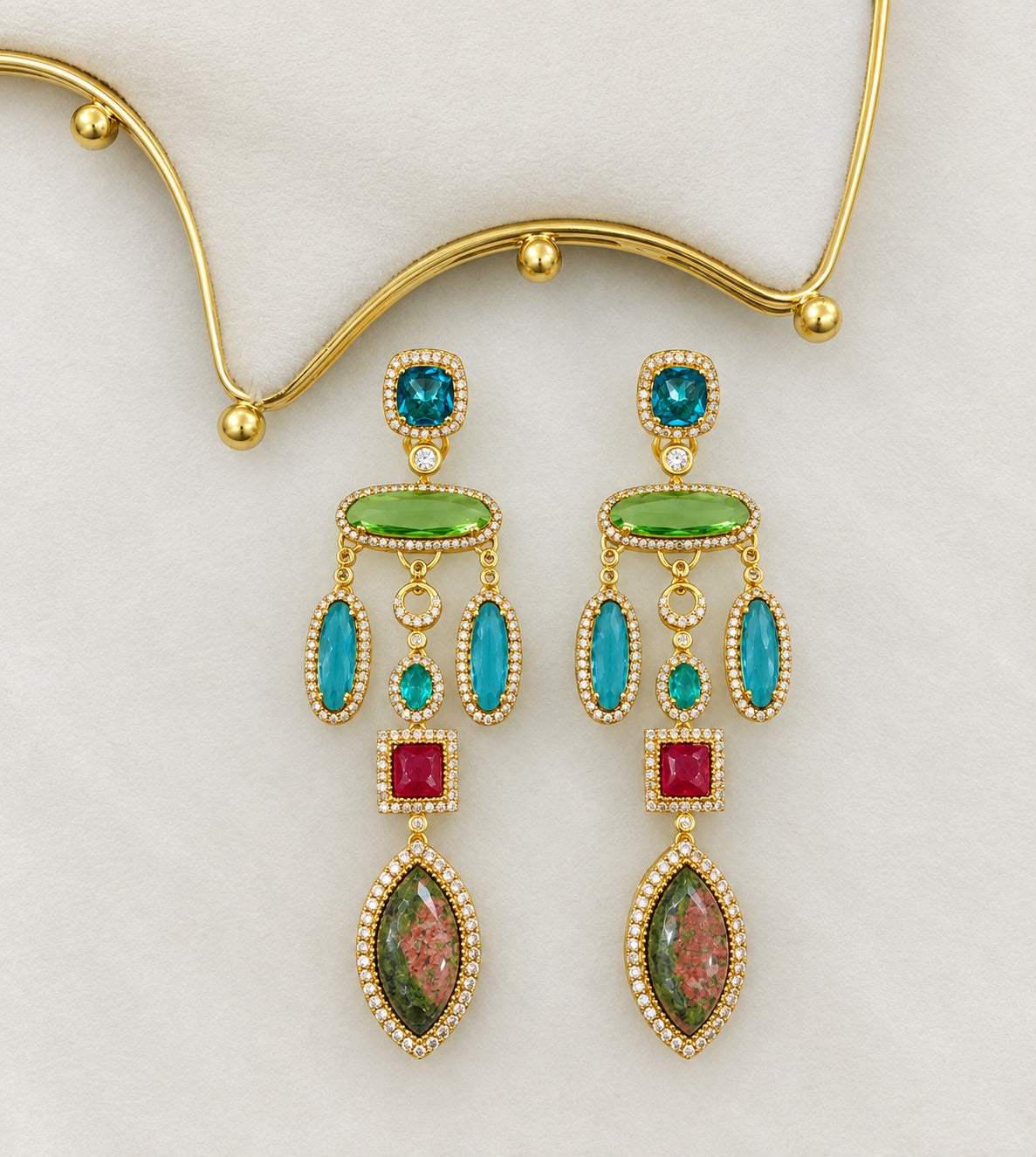 Shiva Multicolor Gemstone Drop Earrings