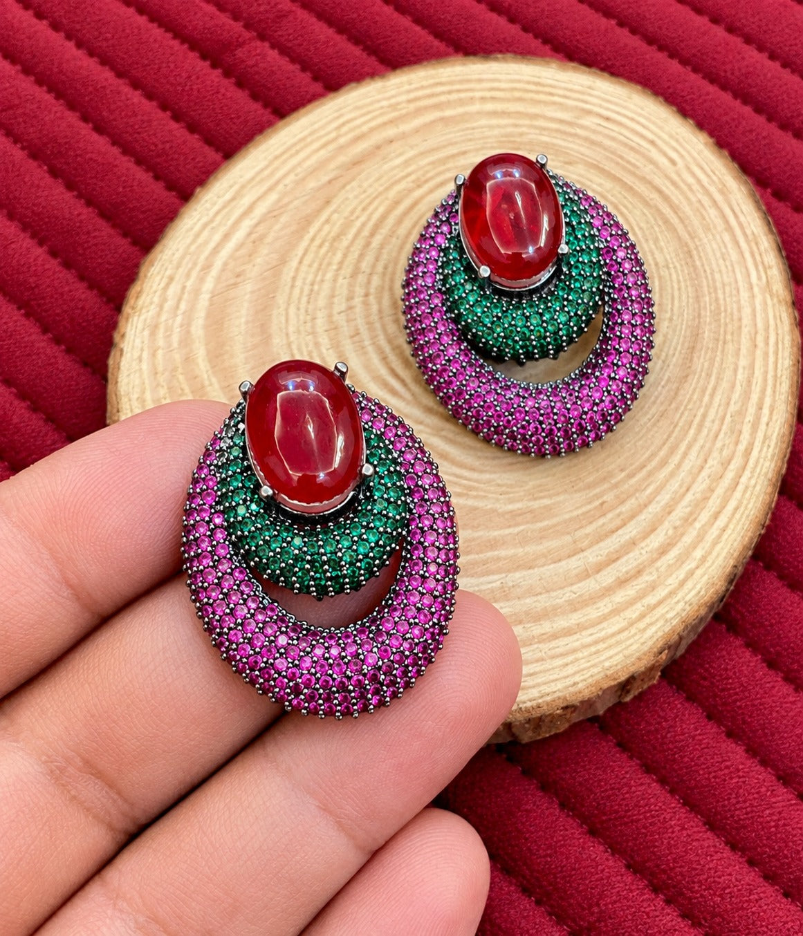 Shiva Color Stone Statement Earrings