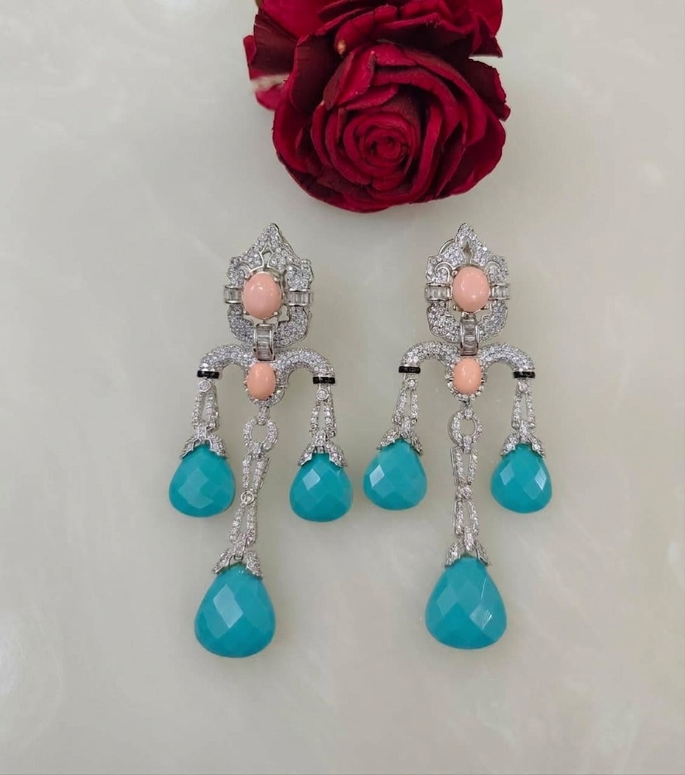 Premium Turquoise Drop Earrings - S-1275