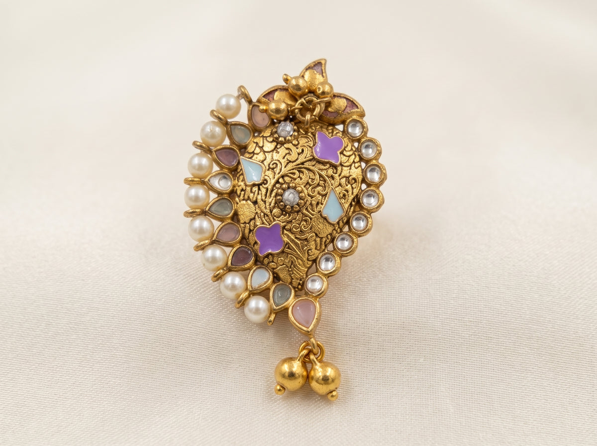 Premium Pearl Paisley Adjustable Ring - Default