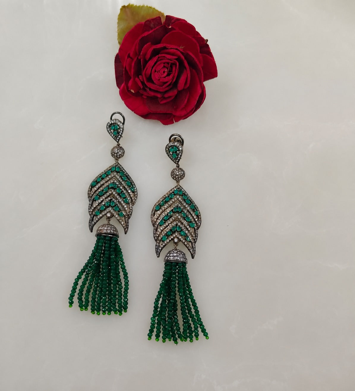 Shiva Leaf Tassel Earrings