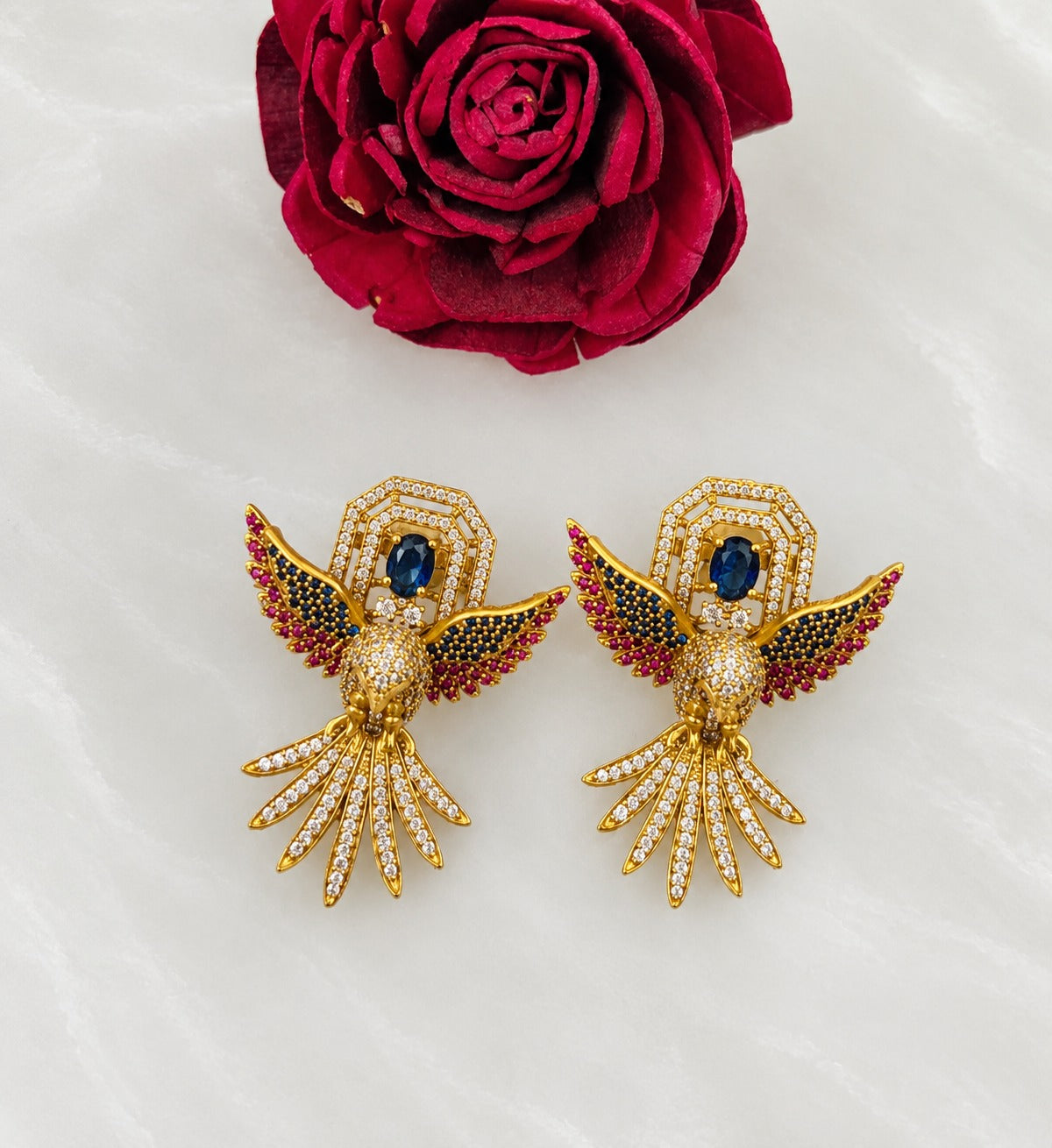 Shiva Peacock Wing Drop Earrings