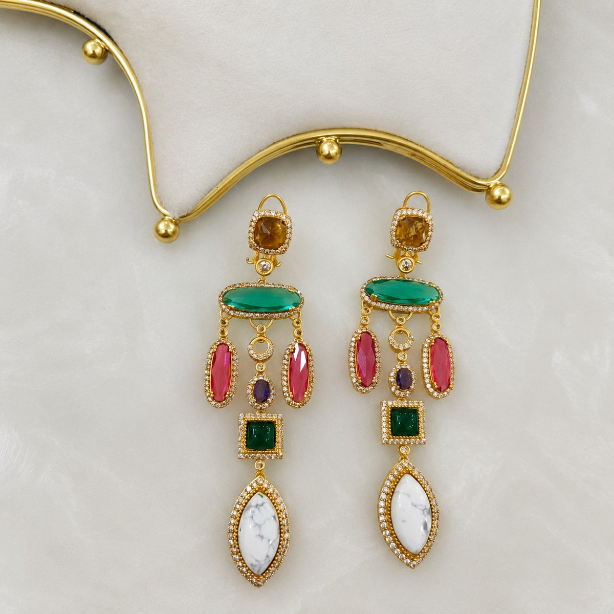 Shiva Multicolor Gemstone Drop Earrings