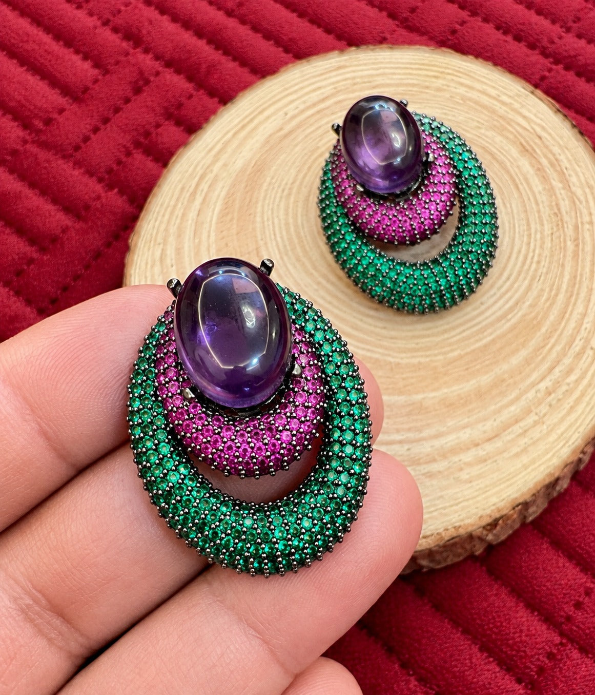 Shiva Color Stone Statement Earrings