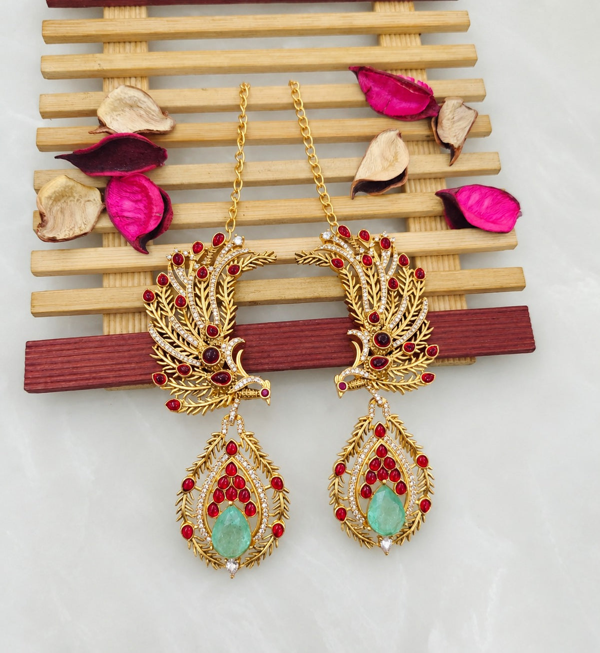 Shiva Royal Leaf Chandelier Earrings