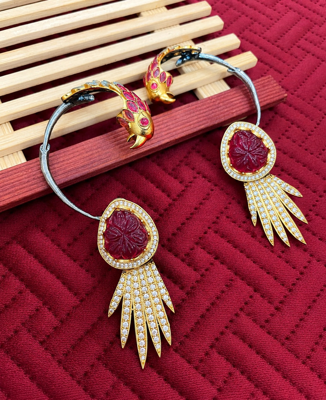 Shiva Peacock Design Statement Earrings