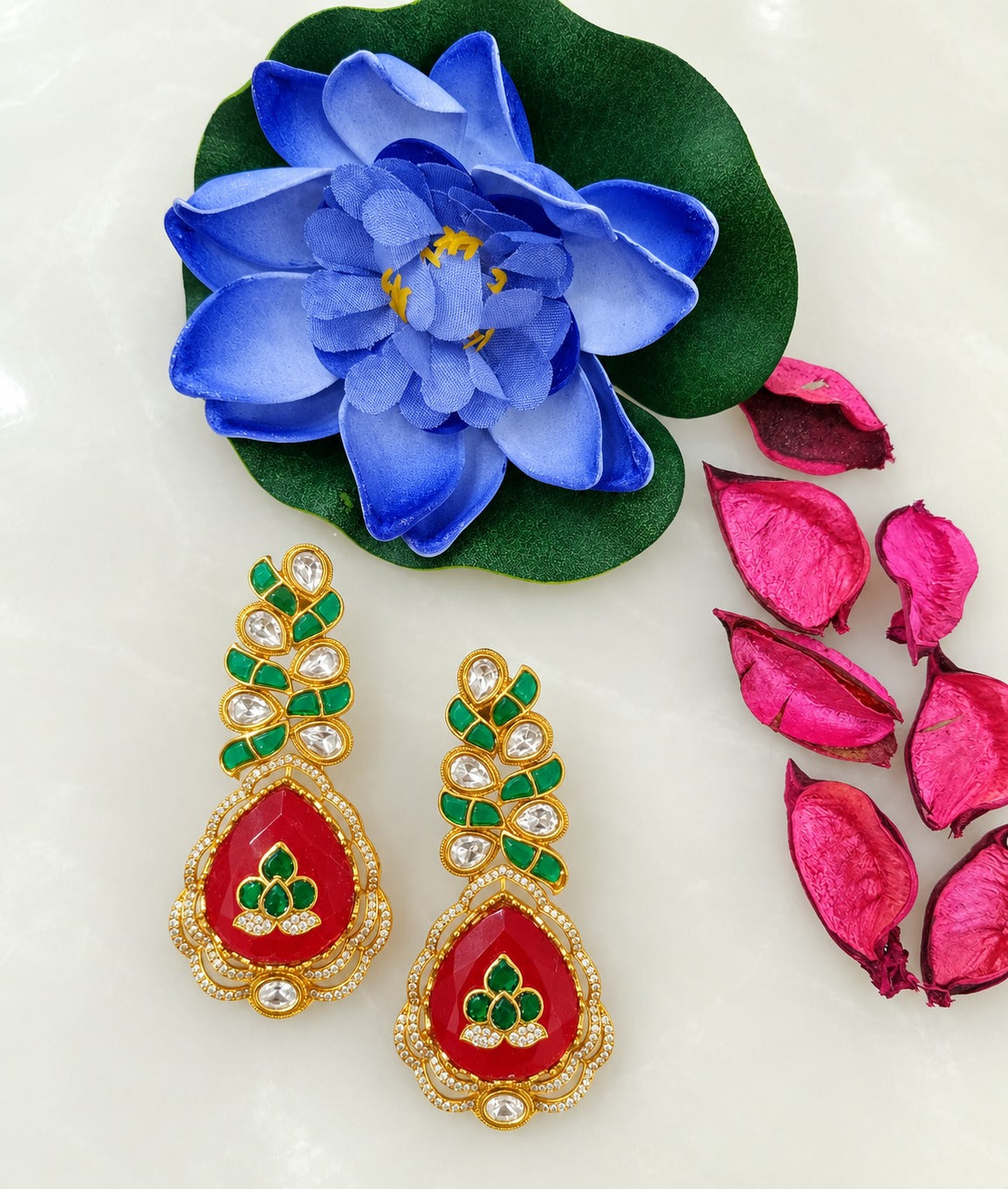 Shiva Color Stone Teardrop Earrings