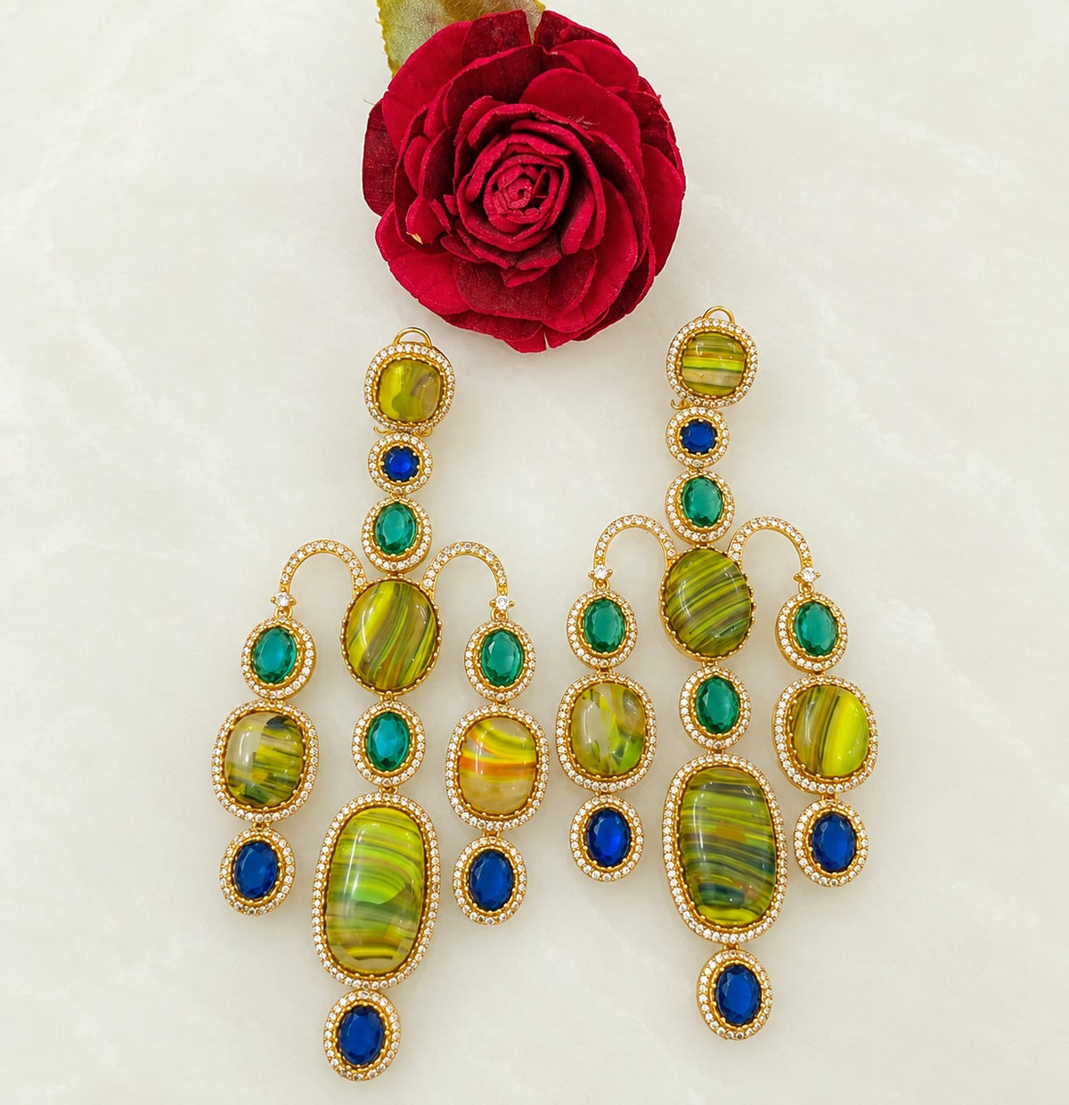 Shiva Large Multicolor Stone Earrings