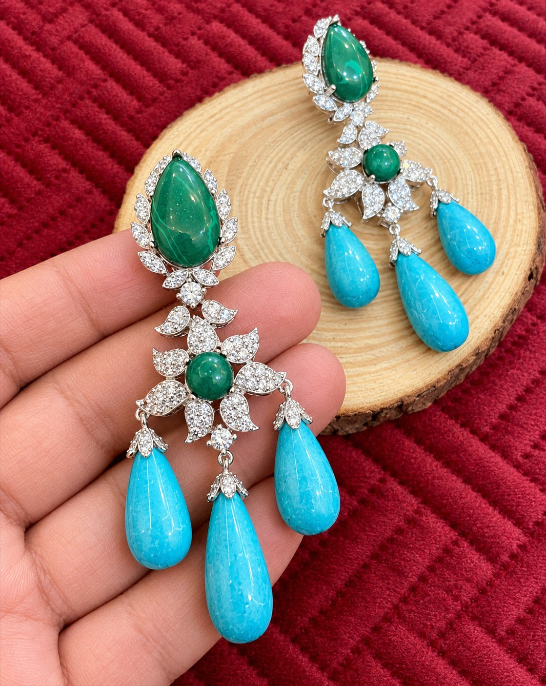 Shiva Green & Turquoise Drop Earrings