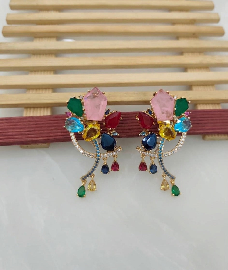 Shiva premium multicolor designer chandelier earrings - Design 1