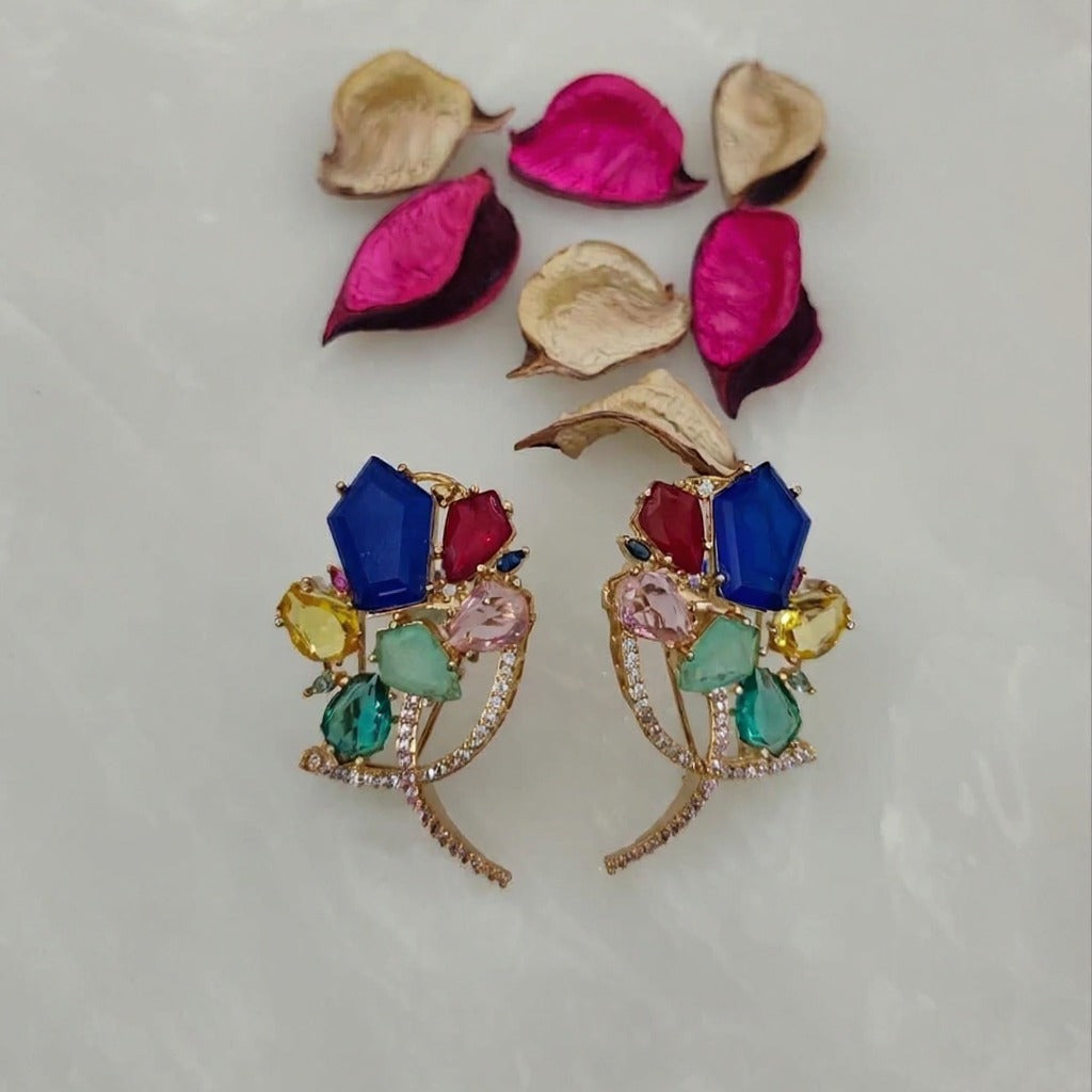 Shiva premium multicolor designer chandelier earrings - Design 2