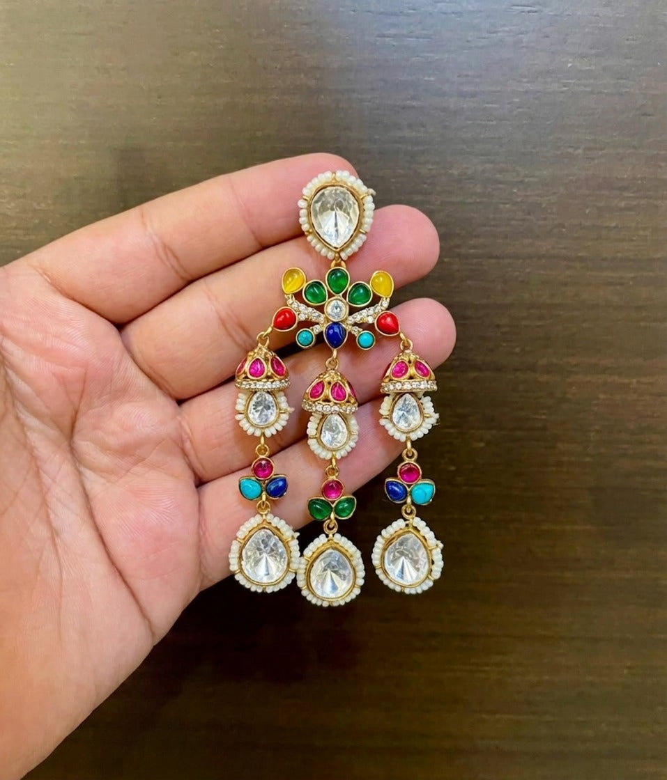 Shiva Designer Multicolor Polki Earrings