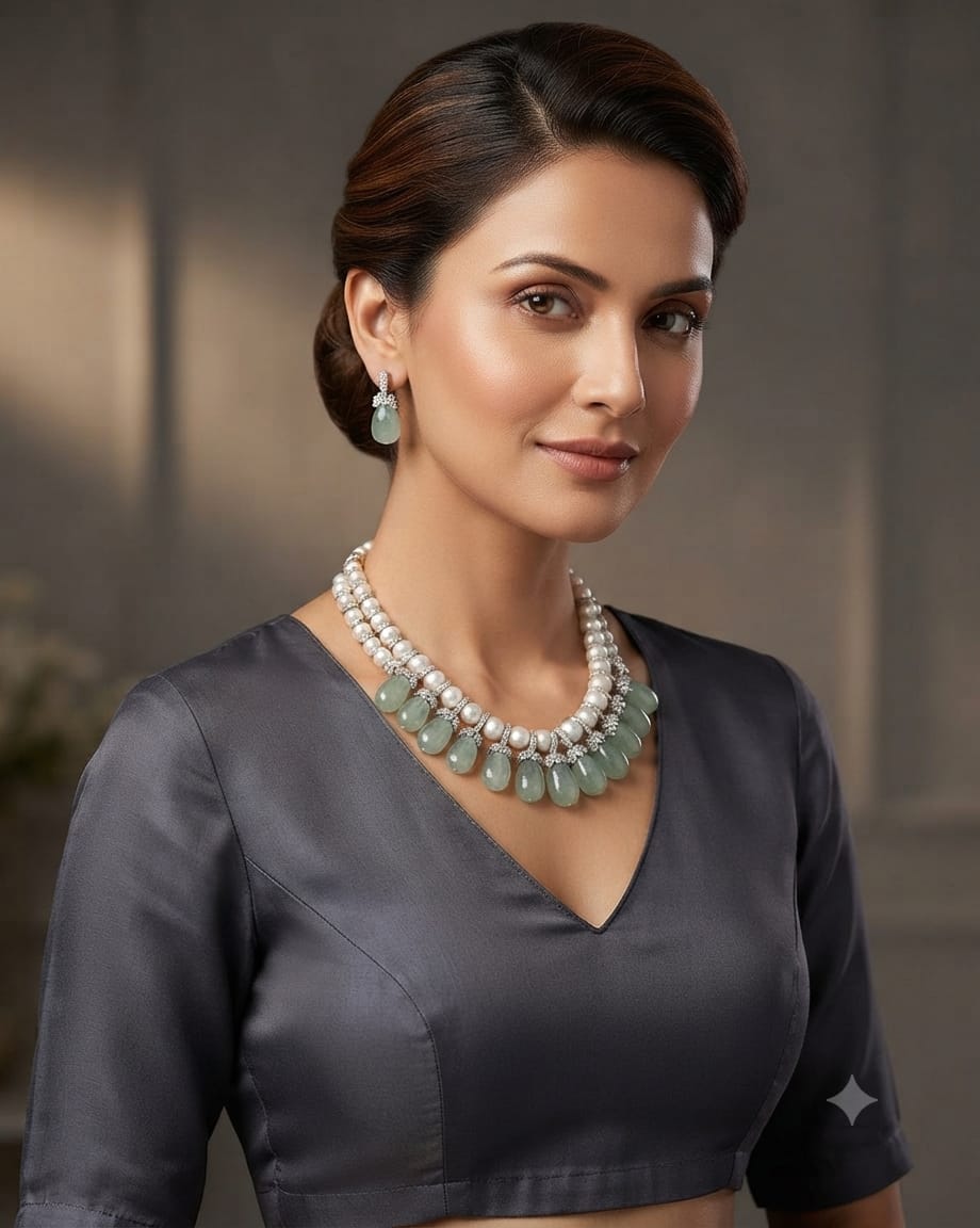 Amethyst & Pearl Kundan Necklace Set
